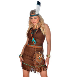 Indiánská hnědá kabelka s ozdobami